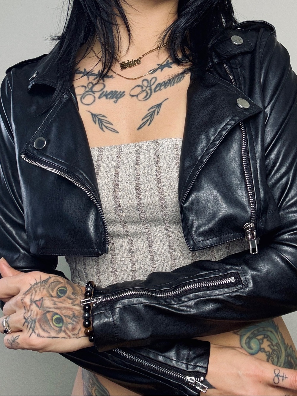 Mini faux leather jacket size small (fits like XS)